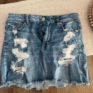 American Eagle Outfitters Blue Distressed Mini Skirt